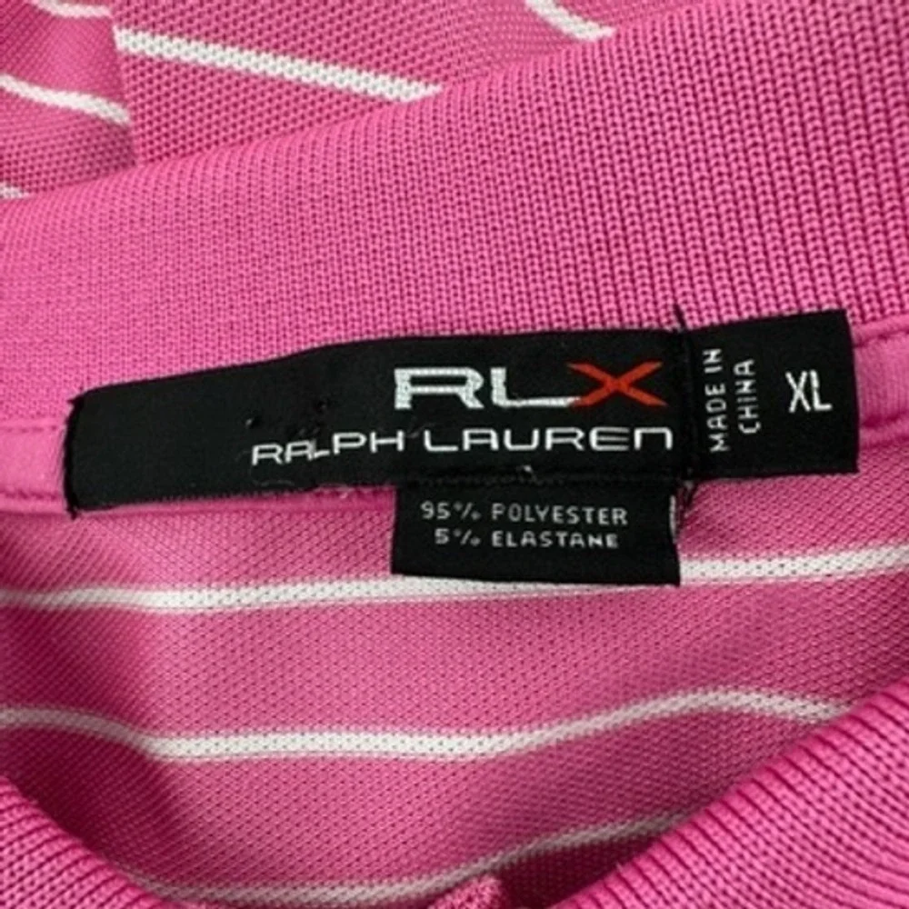 RLX Ralph Lauren Pink Striped Golf Polo‎ Shirt Mens XL Short Sleeve